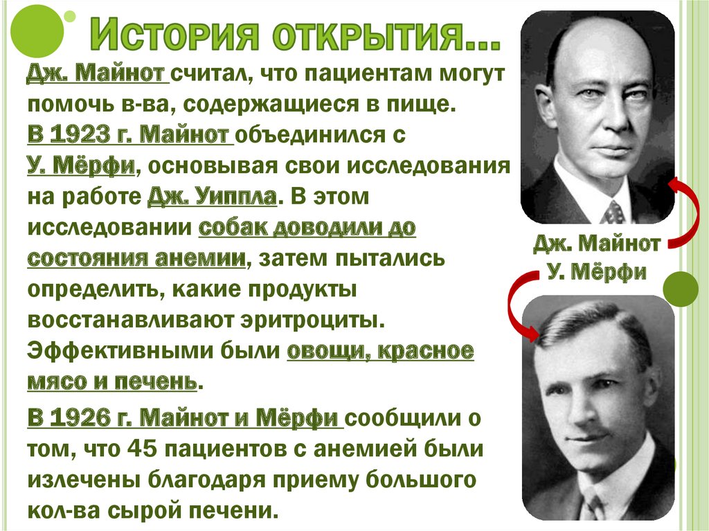 12 историй. Джордж Майнот. Майнот, Мерфи и Уиппл. Джордж Уипл и Джордж Майнот. Уильям Мерфи и Джордж Майнот.