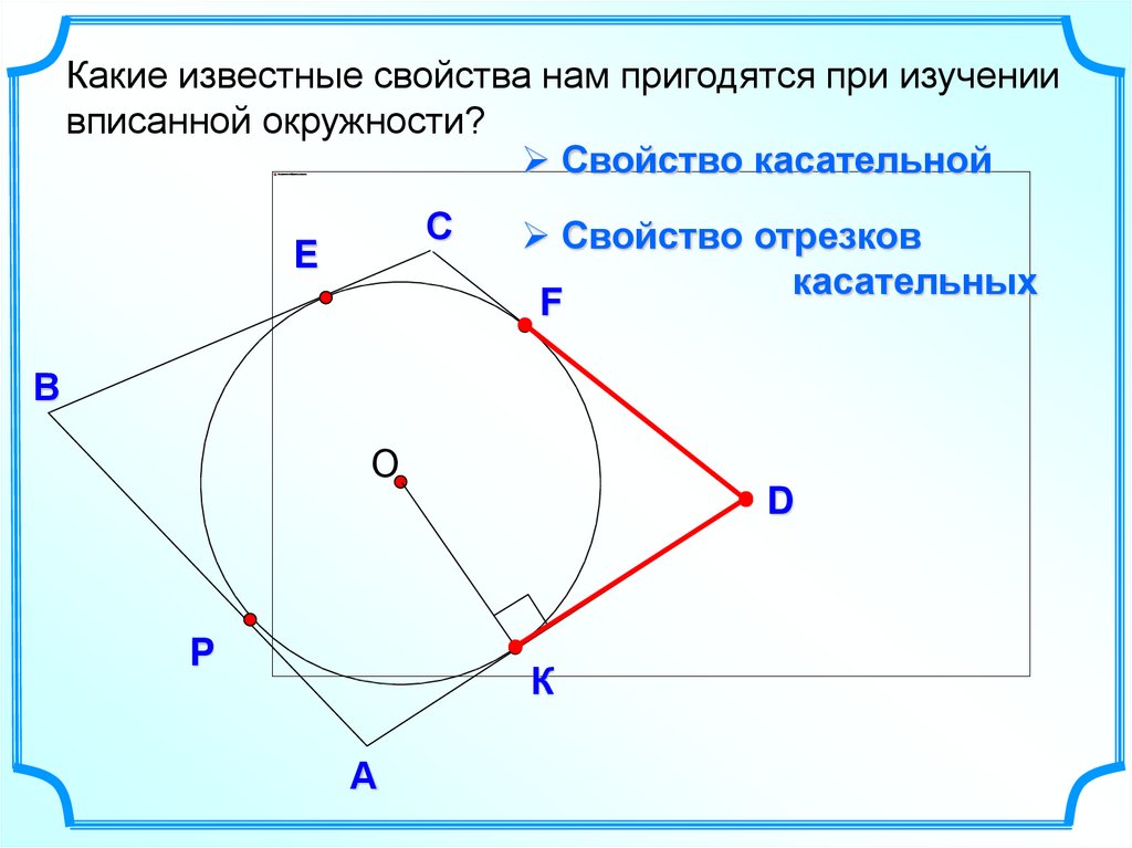 Касательные вписанной окружности. Свойства вписанной окружности. Прямоугольник вписанный в окружность. Свойства касательных отрезков вписанной окружности. Свойства касательных вписанной окружности.