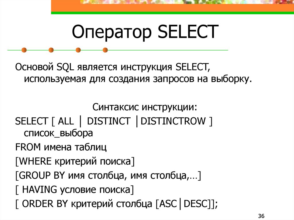 Синтаксис sql. Оператор select языка SQL. Синтаксис оператора select. Select запросы в SQL. Синтаксис SQL запросов.