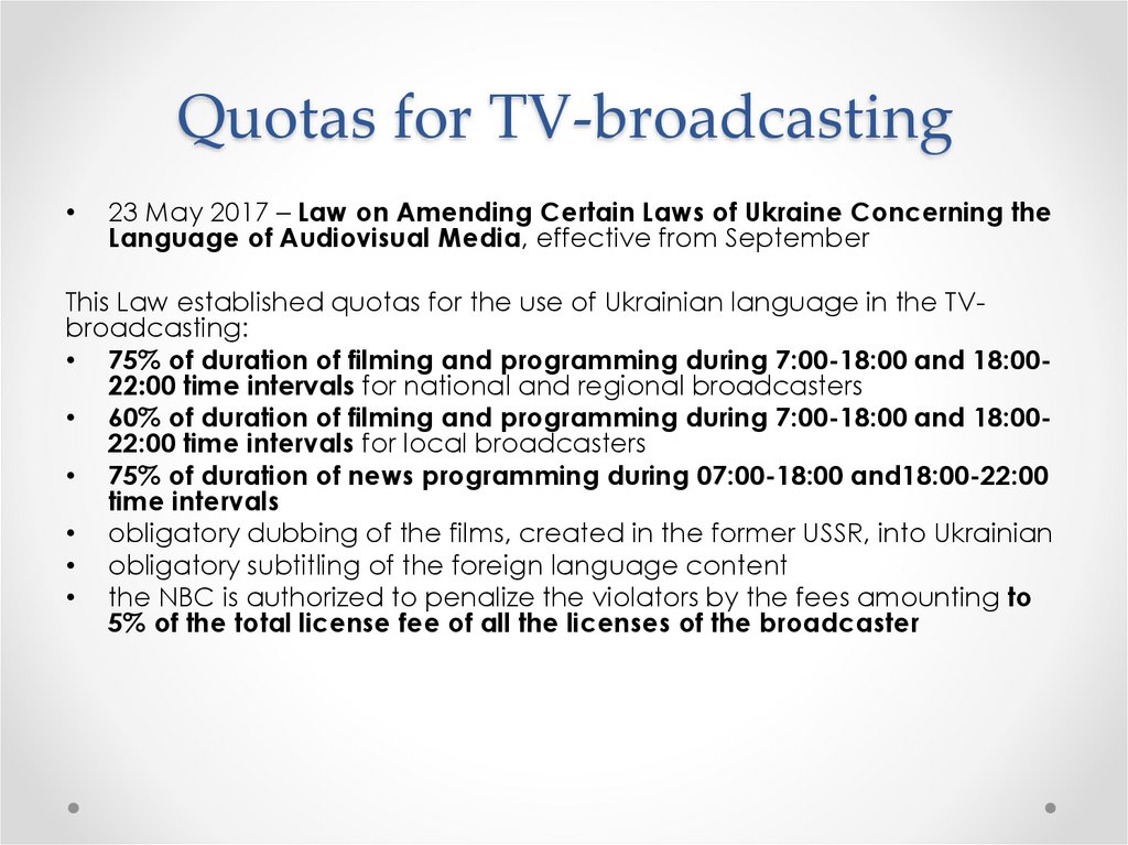 Quotas for TV-broadcasting