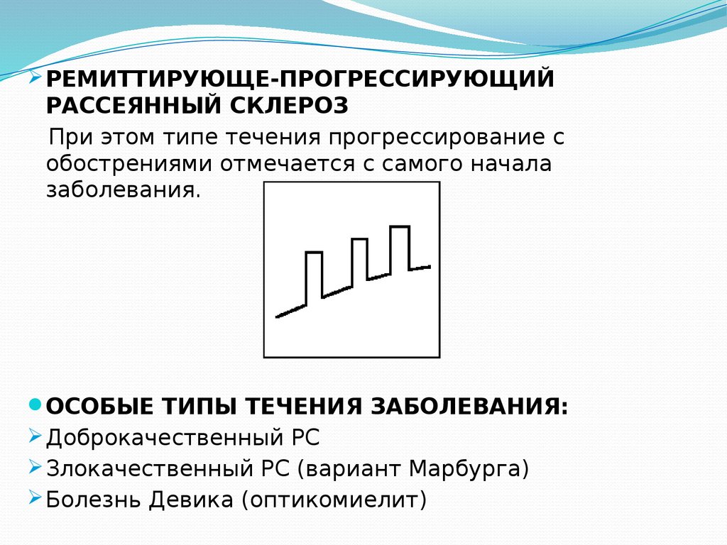 Рассеянный склероз прогрессирующее течение. Типы течения рассеянного склероза. Ремиттирующий Тип течения рассеянного склероза. Типы течения рассеянного. Классификацию типов течения рассеянного склероза.