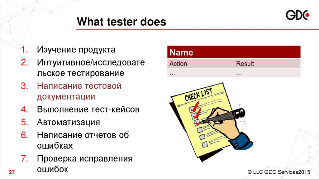 What tester does