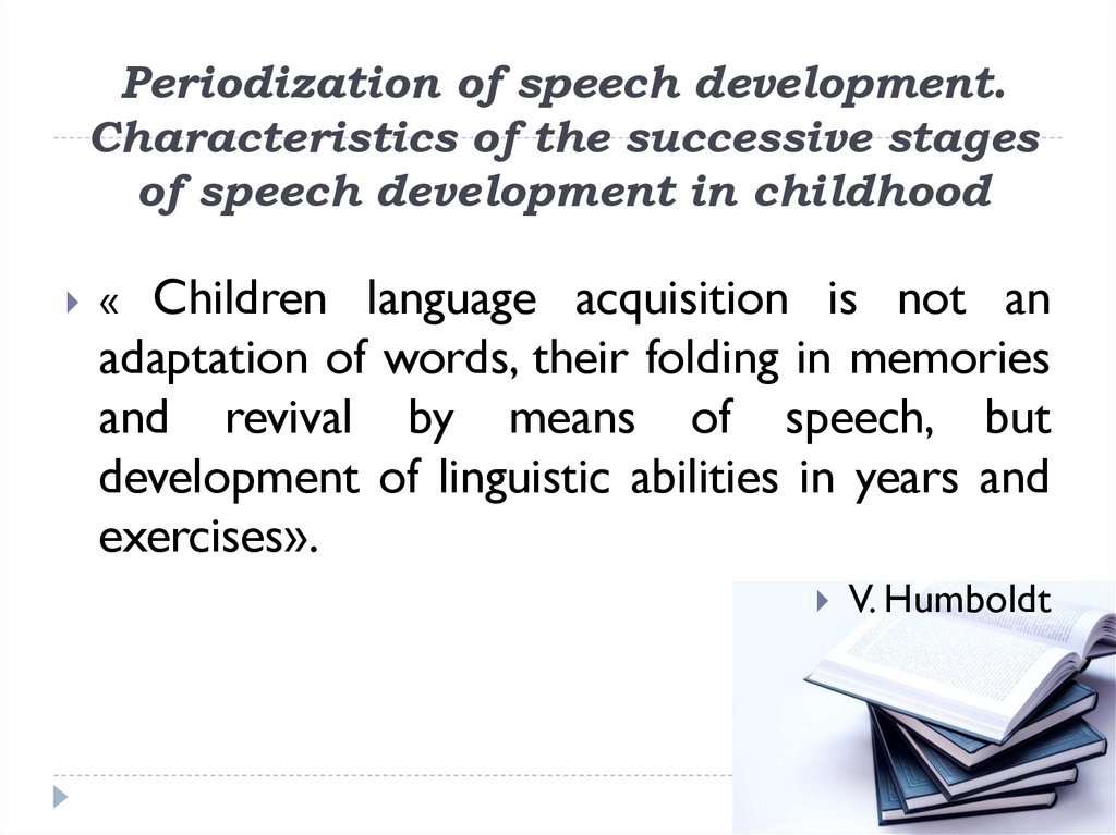 Periodization of speech development. Characteristics of the successive stages of speech development in childhood