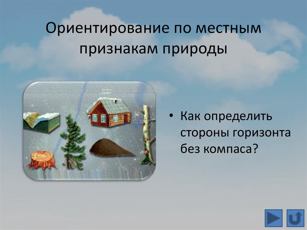 Ориентирование на местности по местным признакам презентация