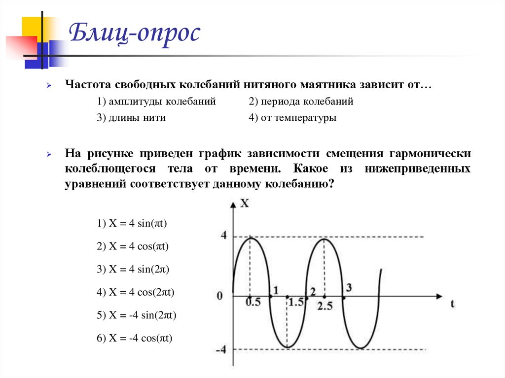Изобразите график свободных колебаний. Графики периода амплитуды и частоты колебаний. Период и частота свободных колебаний. Зависимость периода от амплитуды колебаний маятника. График зависимости периода колебаний от длины.