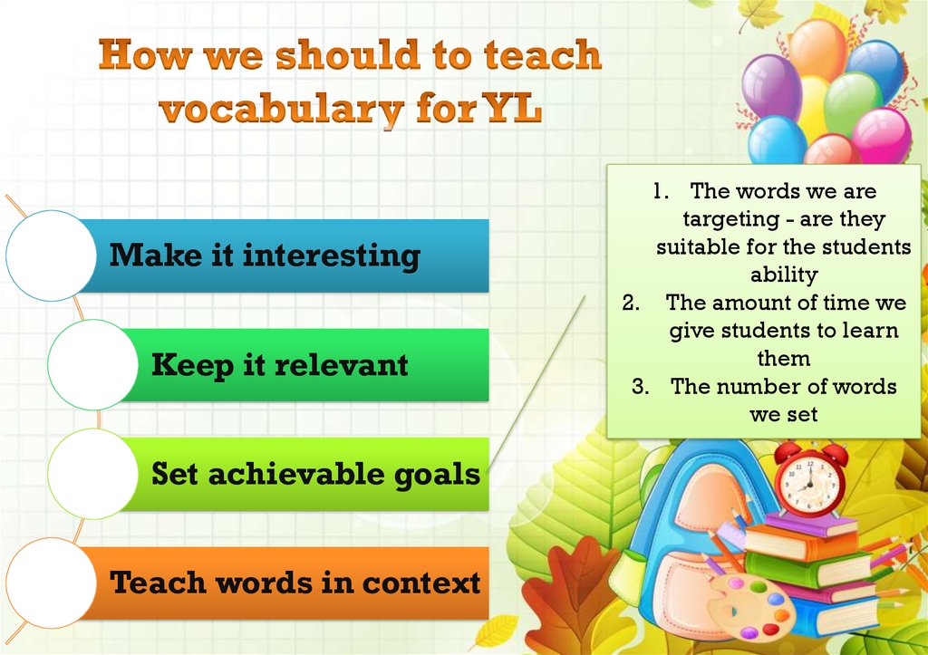 presentation of vocabulary