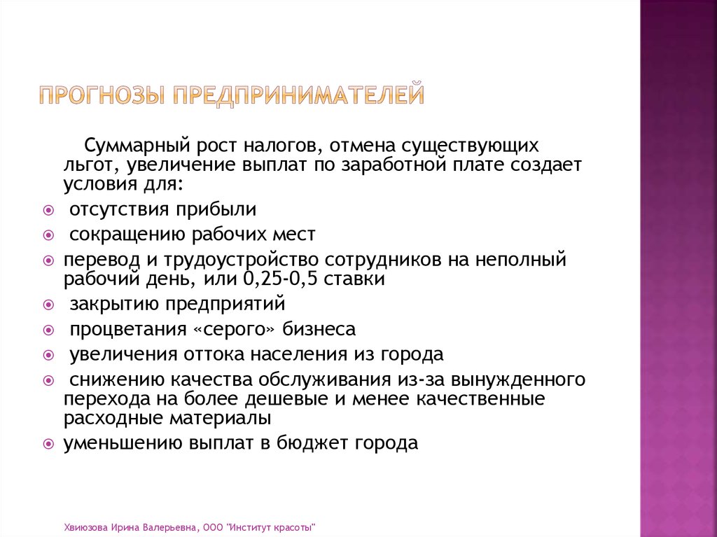 Прогнозы предпринимателей