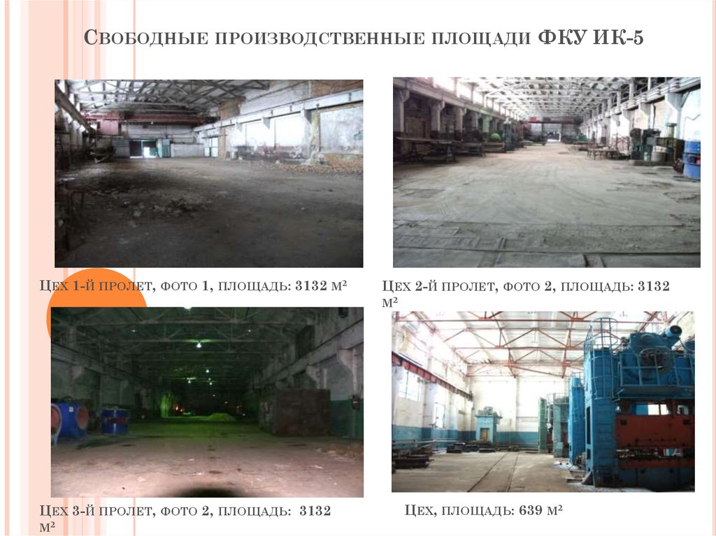 Свободные производственные площади ФКУ ИК-5