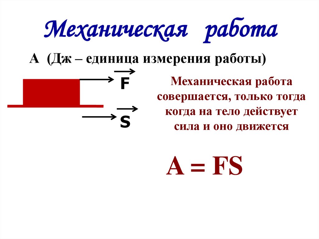 Работа ед изм. Механическая работа формула и единица измерения. Определение механической работы в физике 7 класс.