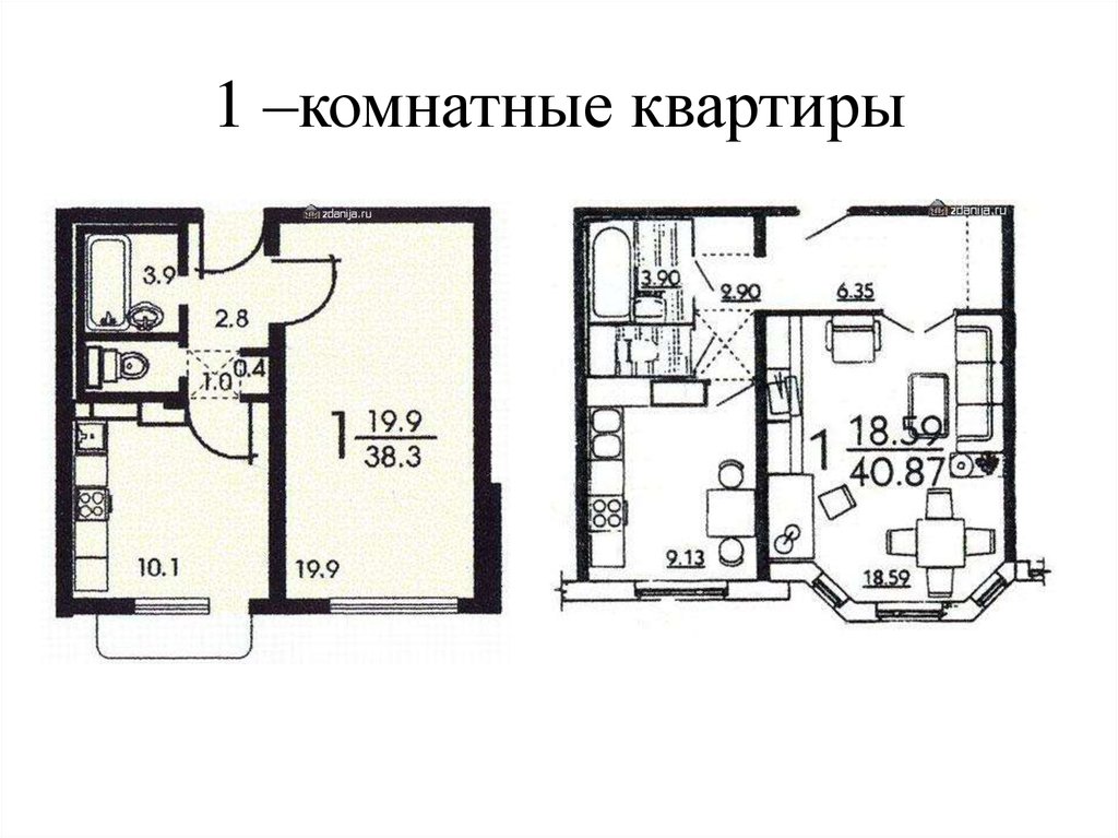 1 –комнатные квартиры