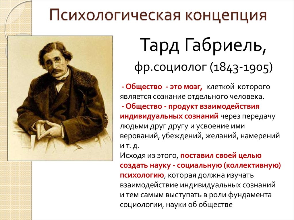 Концепция социолога. Габриель Тард социолог. Габриэль Тард психологическая теория. Г. Тард (1843-1904). Г Тард теория.