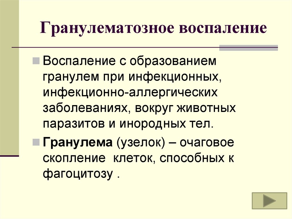 Гранулематозное воспаление презентация