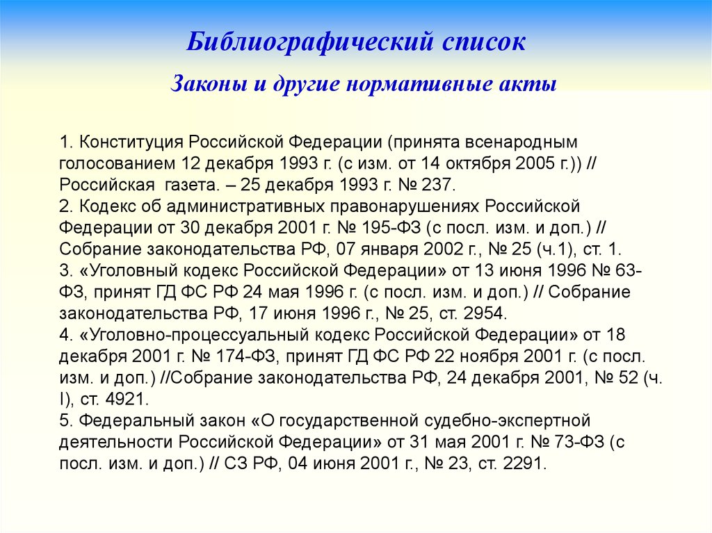 Библиографический список диплома. Библиографический список. Оформление библиографического списка.