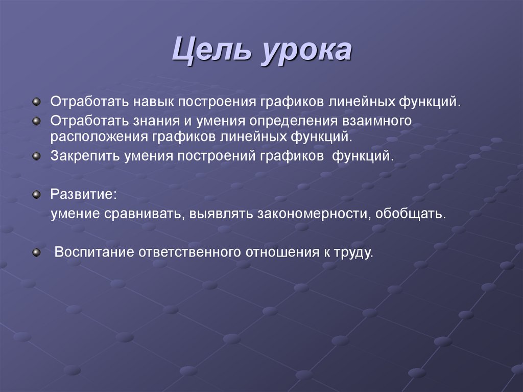 Функции слайд шоу. Цель урока линейная функция цели.