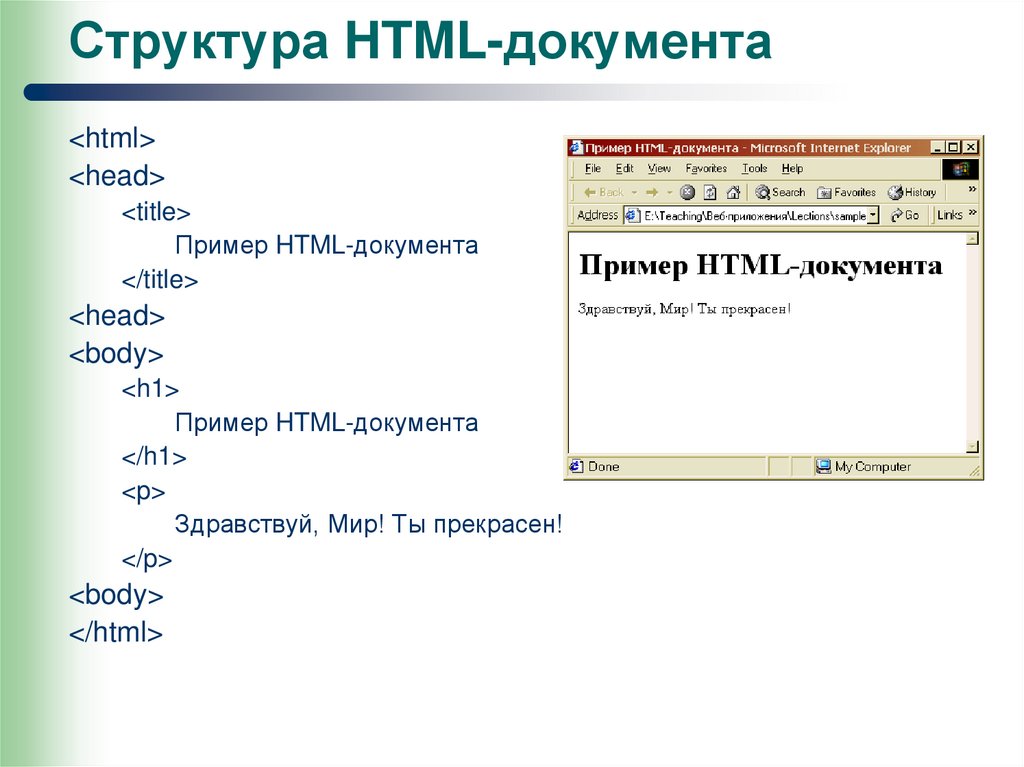 Как вставить файл в html. Общая структура html документа. Из чего состоит html документ. Базовая структура html.