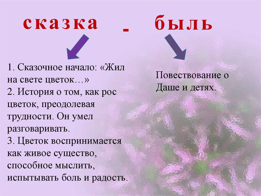 План по сказке цветок на земле