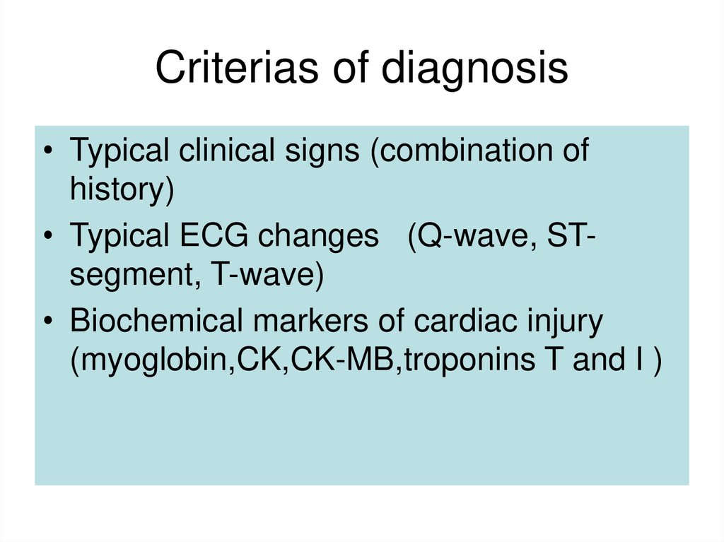 Criterias of diagnosis