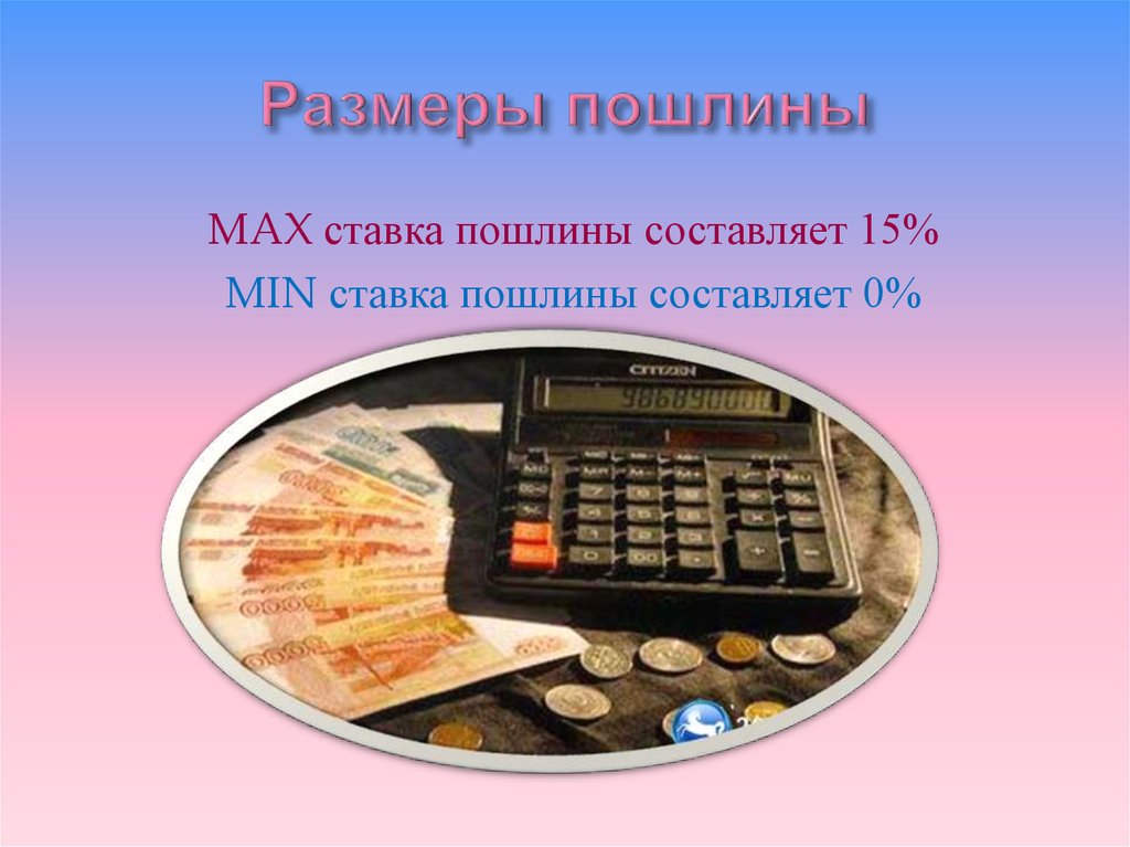 Размеры пошлины
