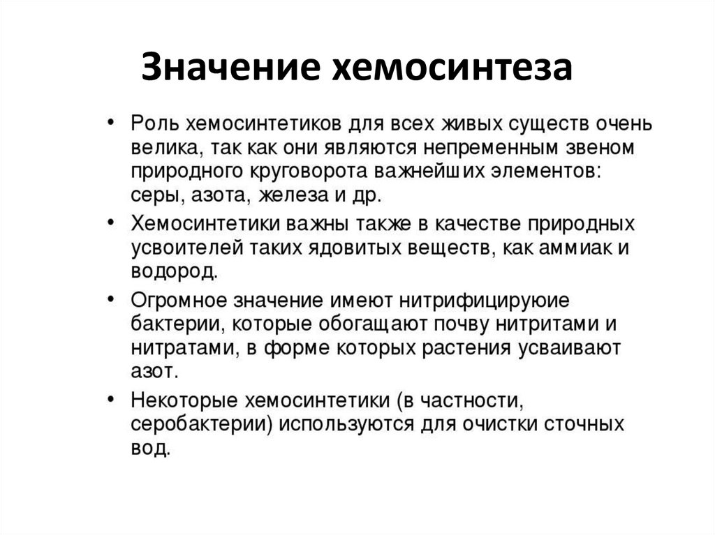 Хемосинтез презентация