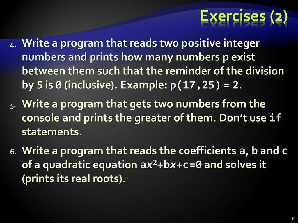 Exercises (2)