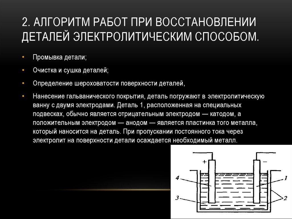 Химический процесс восстановления. Восстановление и упрочнение деталей электролитическим способом. Электрохимическое восстановление. Электролитическое восстановление деталей. Электролитических способов восстановления.