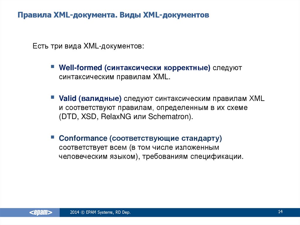 Правила XML-документа. Виды XML-документов