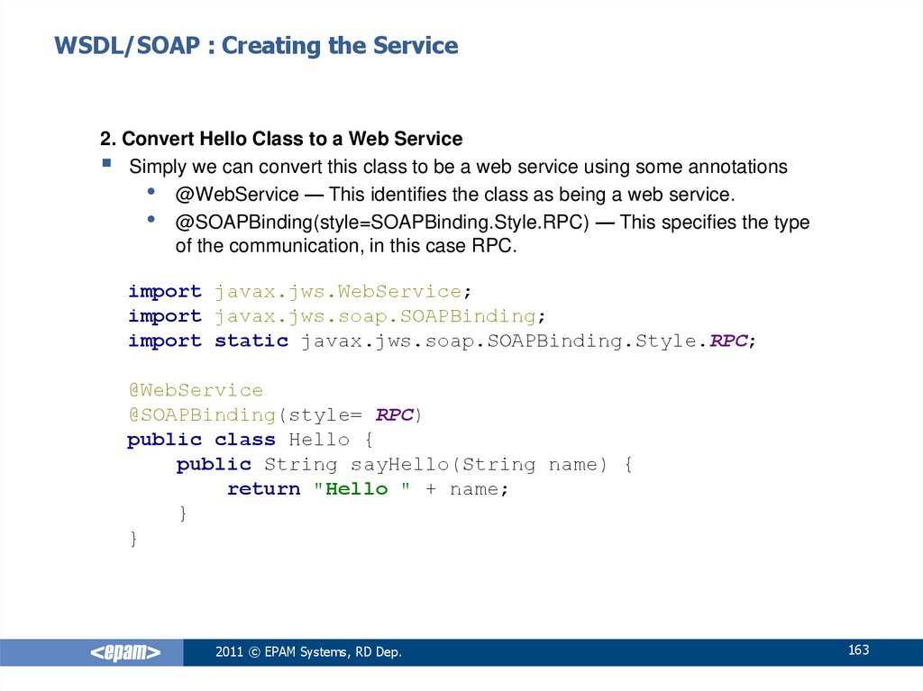 WSDL/SOAP : Creating the Service
