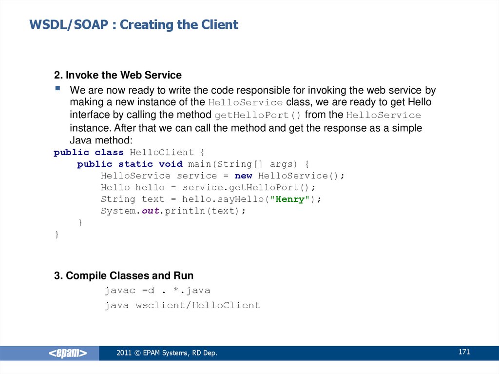 WSDL/SOAP : Creating the Client