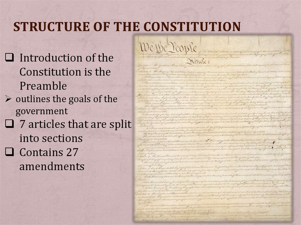 Structure of the constitution