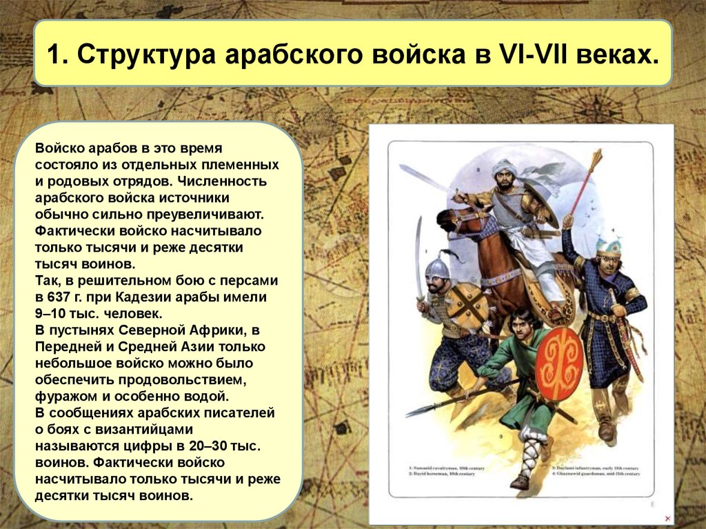 В чем состояла специфика войн. Основа арабского войска.. Структура арабского войска. Структура армии арабского халифата. Структура военного искусства.