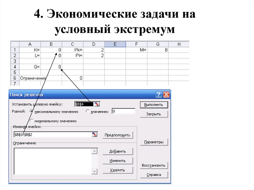 Выполнено значение. Задача на условный экстремум. Экономические задачи на экстремум. Условный экстремум в экономических задачах. Применение экстремума в экономике задачи.