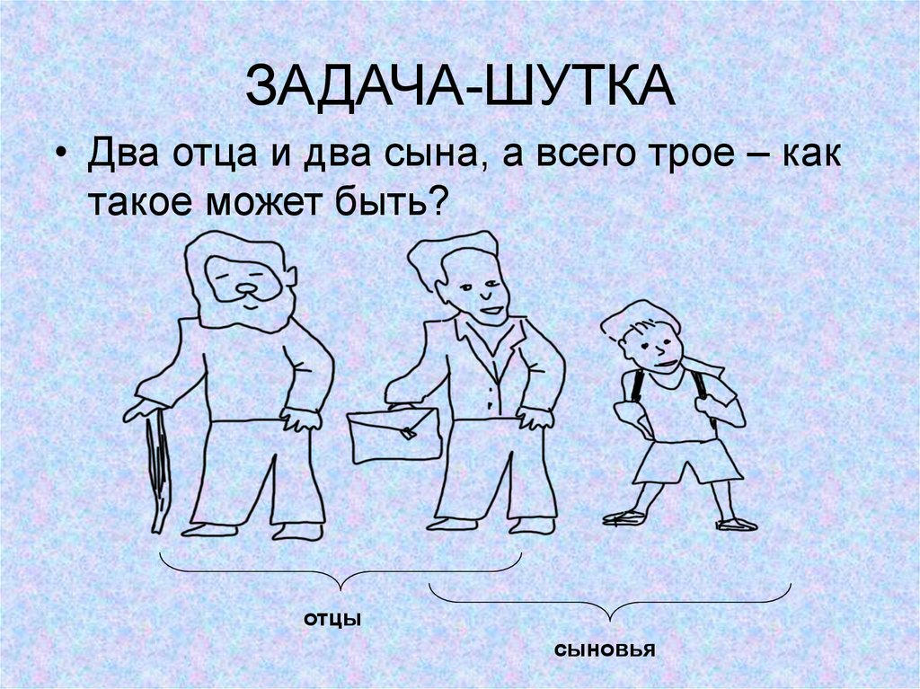 Загадка отец. Задачи шутки. Задачи на логику шутки. Логическая шуточная задачка. Шуточные задачи.