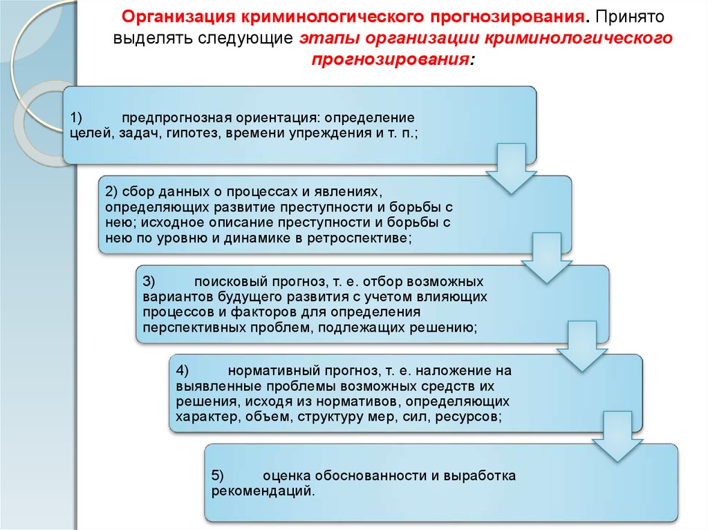 Задачи криминологического исследования. Схема классификации криминологических прогнозов. 1)Предпрогнозная ориентация.