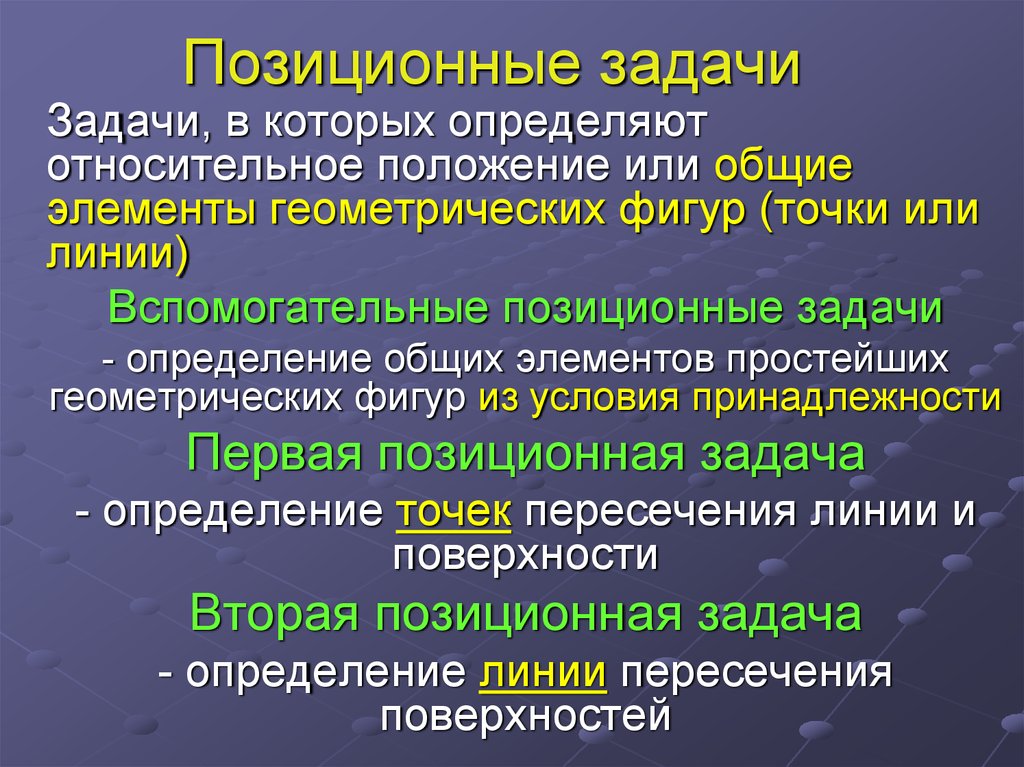 Задача это определение. Позиционные задачи. Примеры позиционных задач. Позиционные задачи на определение. Типы позиционных задач.