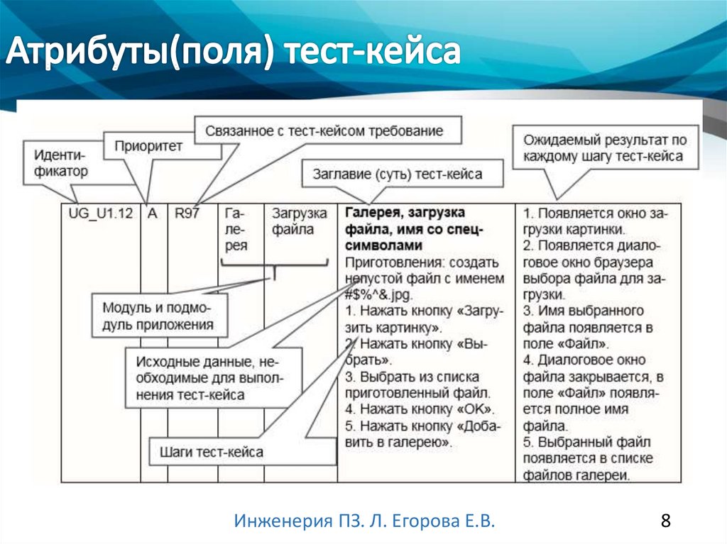 Поля тест кейса