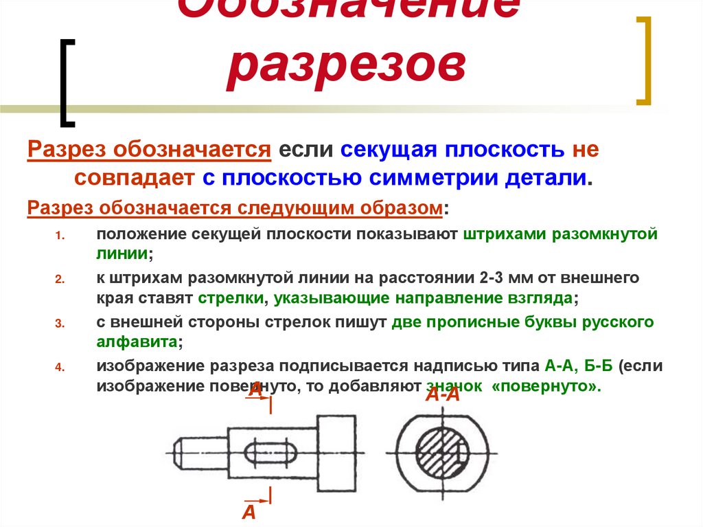 Как обозначаются разрезы на сборочных чертежах