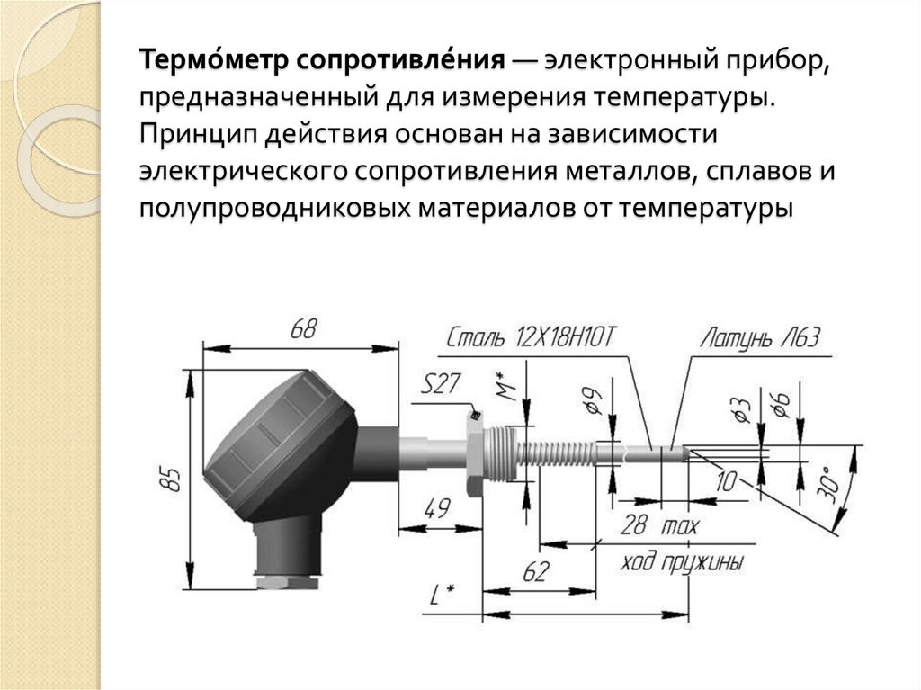 Термо́метр сопротивле́ния — электронный прибор, предназначенный для измерения температуры. Принцип действия основан на