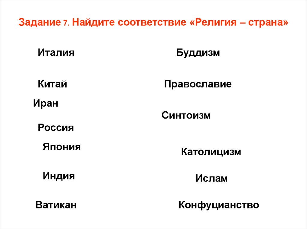 Установите соответствие государств. Соответствие религии и страны. Список стран по религиям. Религии Евразии таблица. Религии стран Евразии.