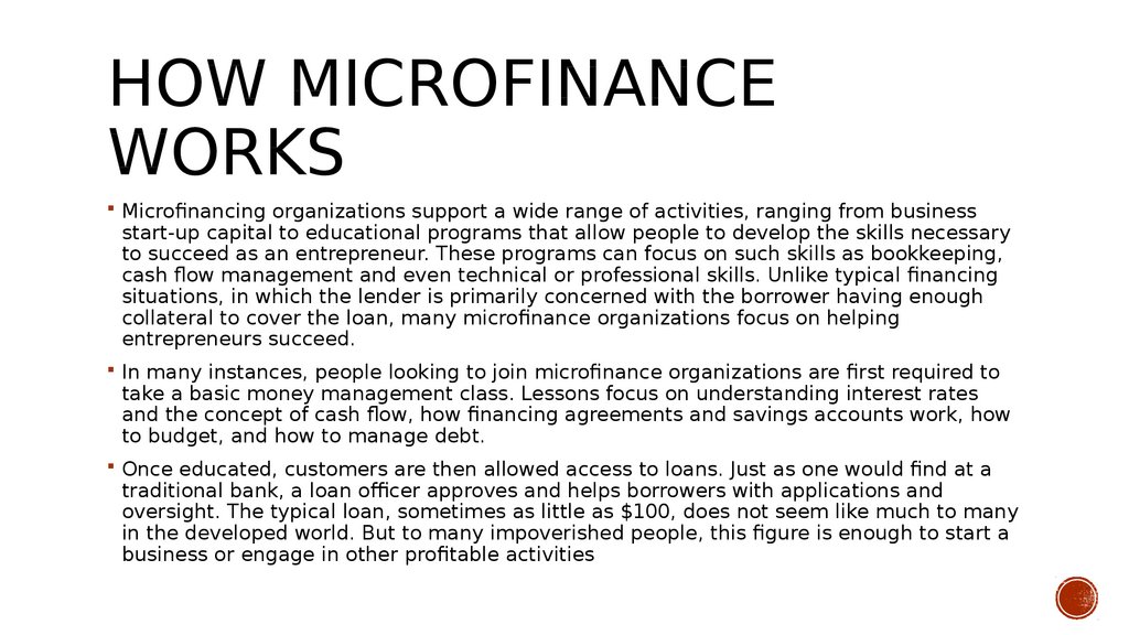 How Microfinance Works