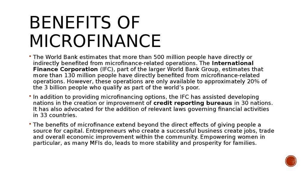 Benefits of Microfinance