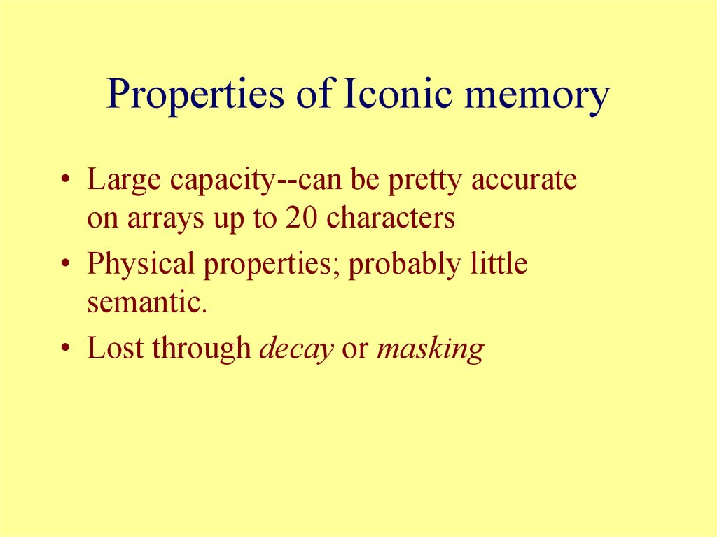 Properties of Iconic memory
