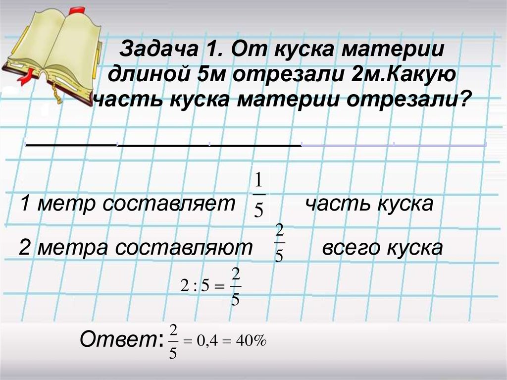 Длина пятой. Задача кусок материи отрезали. От куска материи длиной 5 м. Задача от одного куска ткани отрезали. Задача длина куска материи.