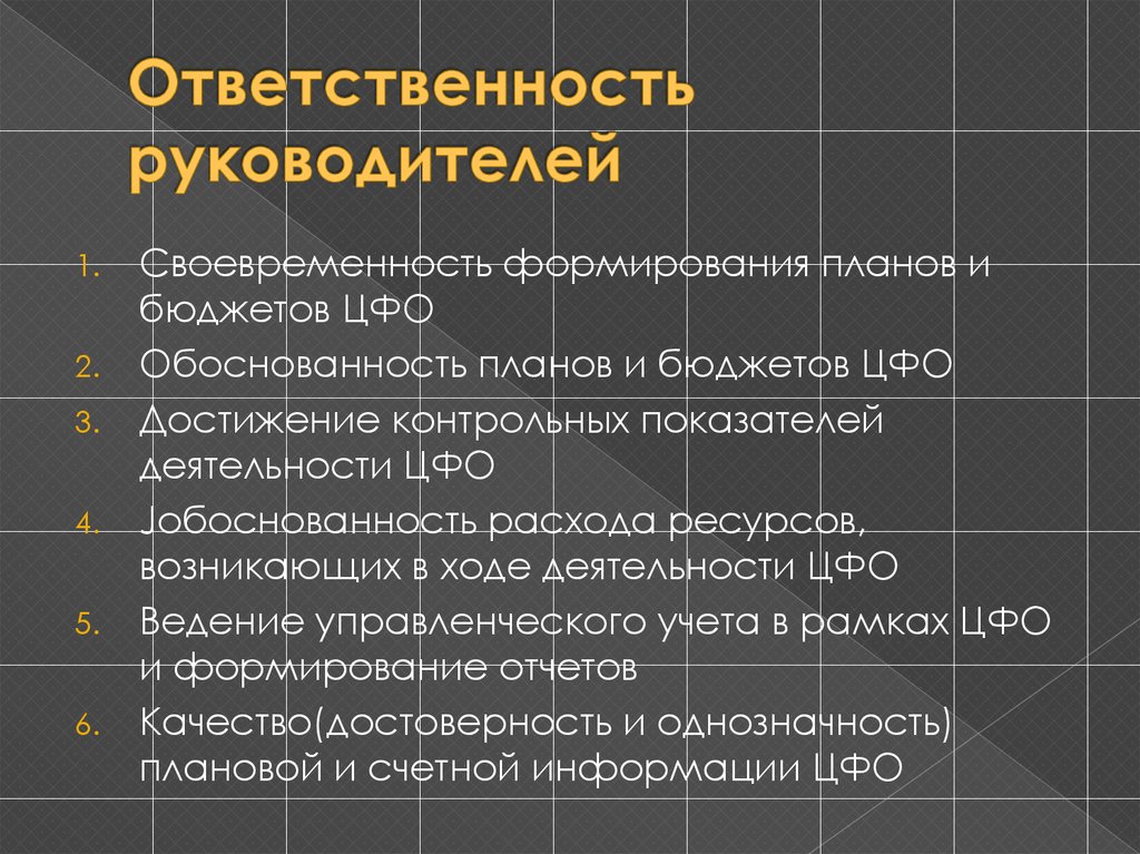 Ответственный руководитель обязанности