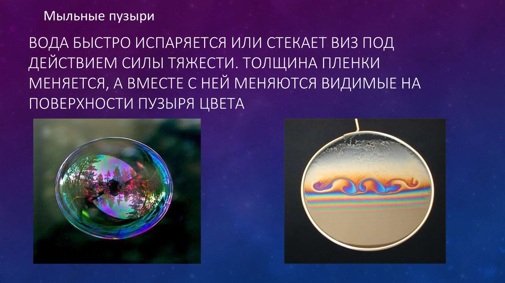 Какое явление объясняет окраску мыльных пузырей. Мыльный пузырь интерференция. Интерференция света на мыльном пузыре. Пленка мыльного пузыря. Строение мыльного пузыря.