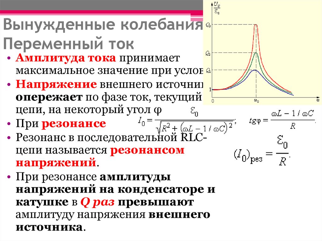 Колебания силы тока в цепи. График вынужденных колебаний при резонансе. Вынужденные электромагнитные колебания резонанс. Амплитуда силы тока при электромагнитных колебаниях. Условие резонанса вынужденных колебаний.