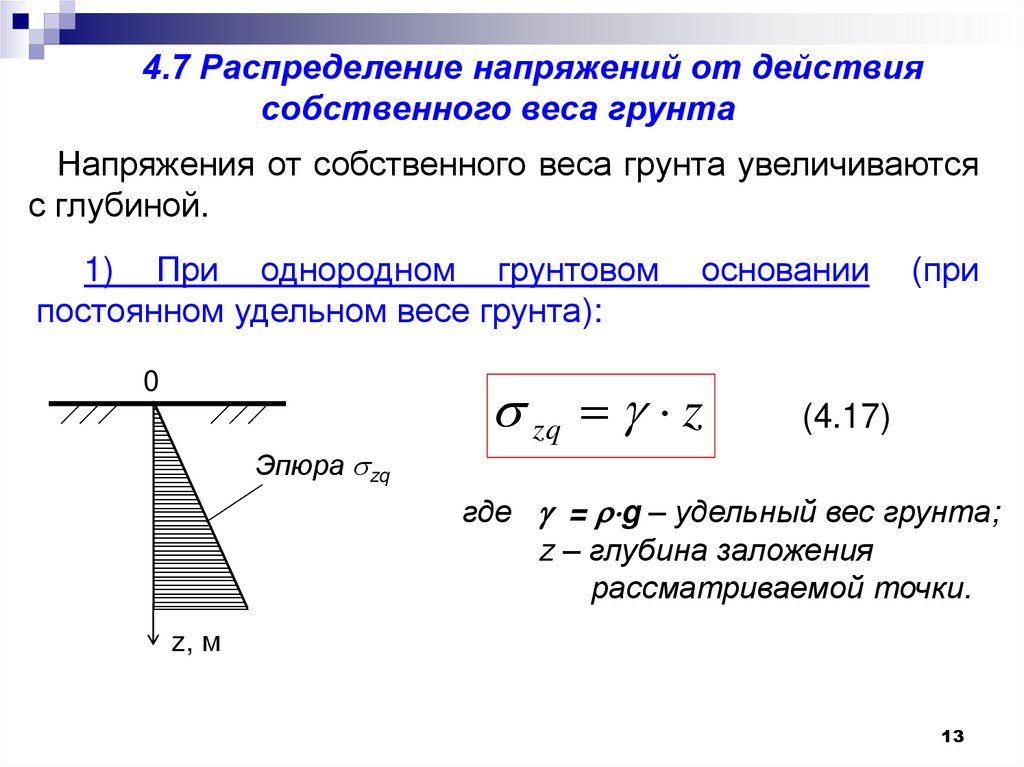 Распределение напряжения. Определение напряжений от собственного веса грунта. Напряжение от собственного веса грунта формула. Вертикальное эффективное напряжение от собственного веса грунта. Определение напряжений от действия собственного веса грунта.