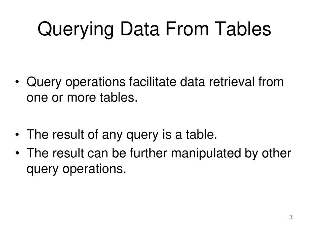 Querying Data From Tables
