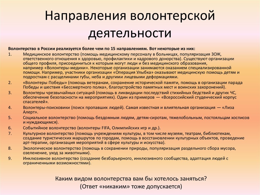 Участники волонтерской деятельности. Направления волонтерства. Направления деятельности волонтеров. Нарравления волонтёрства. Волонтеры примеры деятельности.