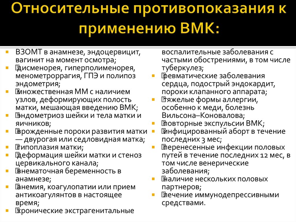 Вмс противопоказания. Абсолютные противопоказания к введению ВМК. Противопоказания для введения ВМК. Противопоказания для использования внутриматочного контрацептива. Внутриматочная контрацепция противопоказания.