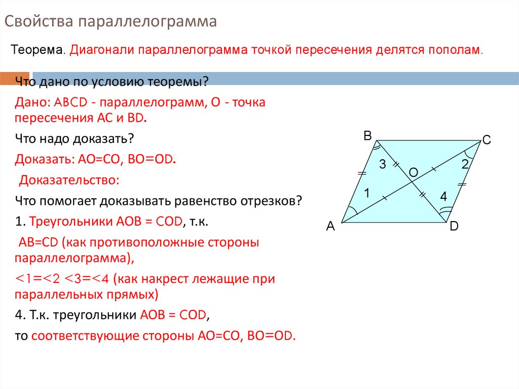 Авсд параллелограмм точка о точка пересечения диагоналей параллелограмма по данным рисунка